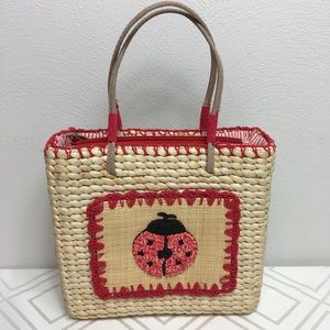 Ladybug 🐞 Small Straw Handbag Red Sequins Lined